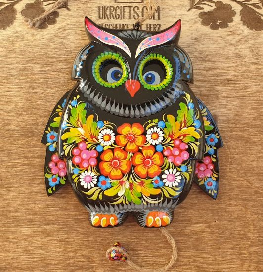 Blinking owl like jumping jack toy, wall decoration for children room, handmade