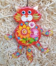 Cat shaped jumping jack toy, wall decoration for children room, handmade