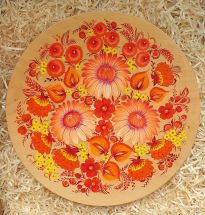 Wall plate to hang, deco "Flowers", traditional ukrainian Petykivka painting