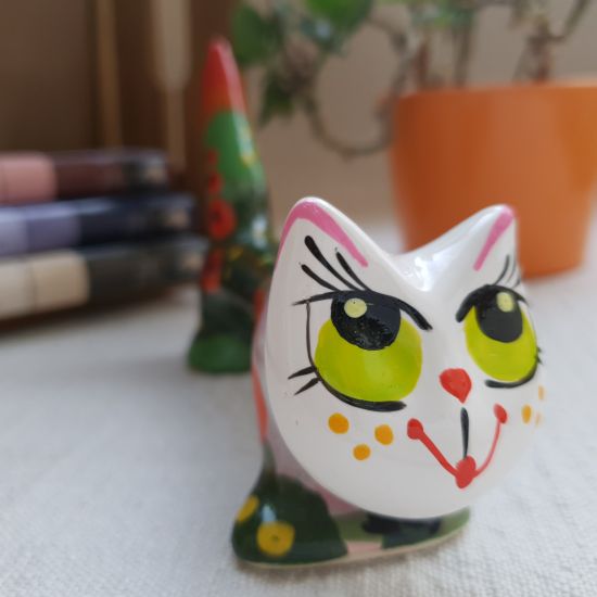 Origineller Kater- Keramik figuren Katze, langer lustiger Kater aus Keramik