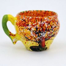 Hand painted original ceramic cup with autemn nature