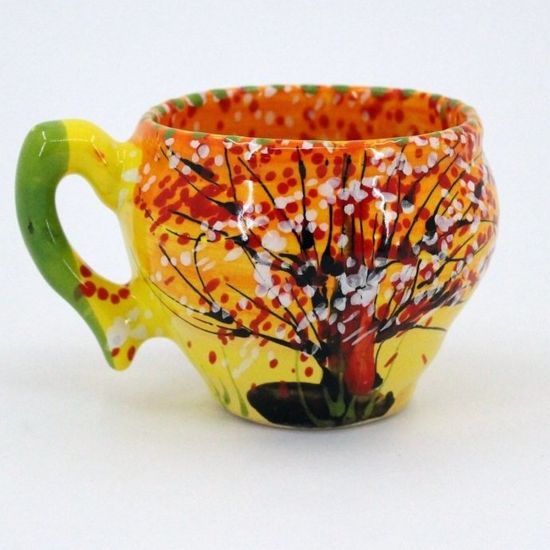 Hand painted original ceramic cup with autemn nature