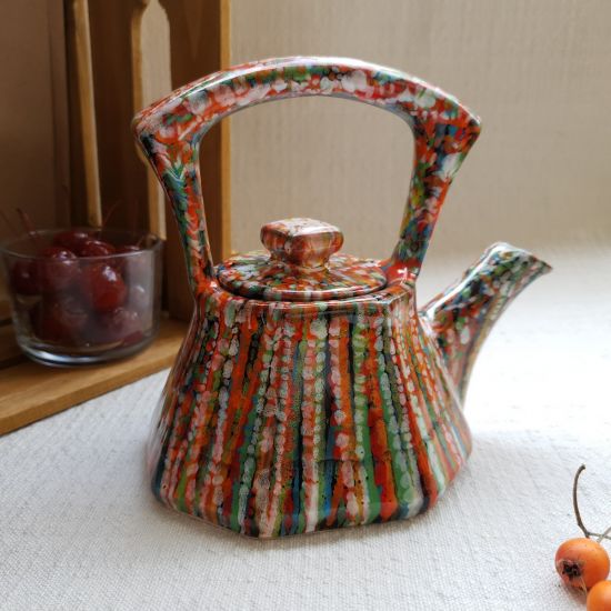 Fancy hand painted teapot abstract painted