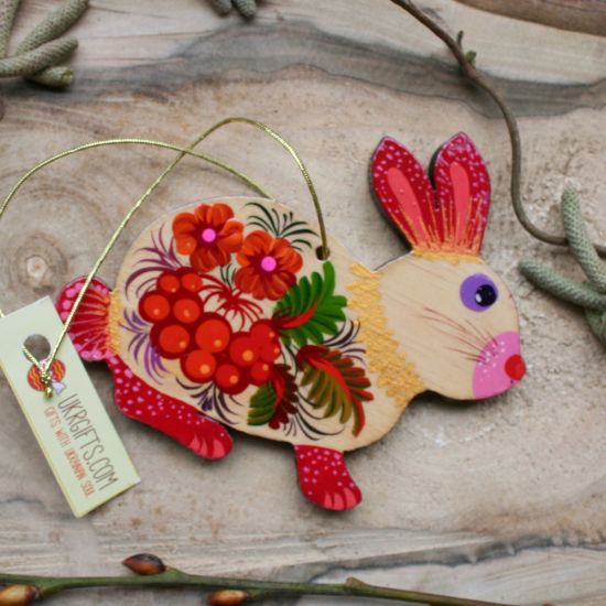 Easter bunny ornaments - tree wooden decorations