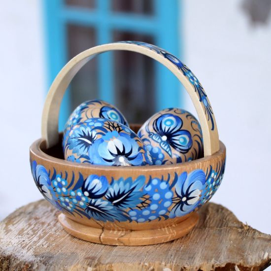 Osterkörbchen - Hochwertige Tischdeko aus Holz - Ukrainisches Kunsthandwerk