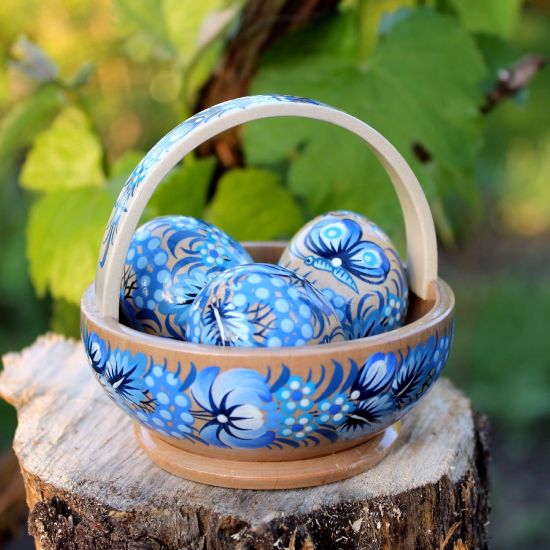 Osterkörbchen - Hochwertige Tischdeko aus Holz - Ukrainisches Kunsthandwerk