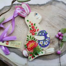 Easter bunny deco made of wood - handpainted Easter decorations