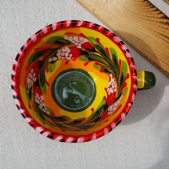 Bunte Keramik Tasse 0.5 L - Kunsthandwerk aus der Ukraine