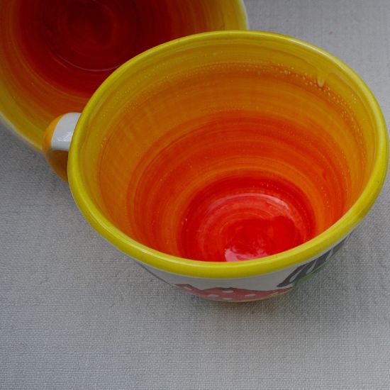 Handbemalte Tasse aus Keramik - Alte Stadt - Motive
