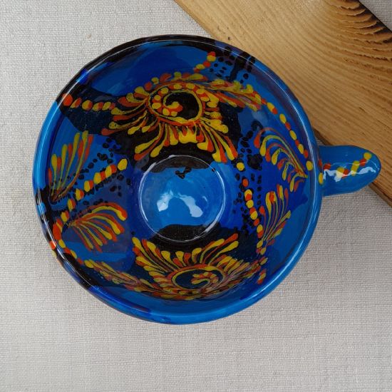 Originelle blaue Tasse 0.5 L aus Keramik - Abstraktmuster