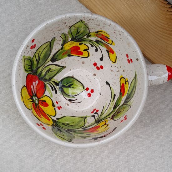 Handmade ceramic tea cup with flowers 0.5L