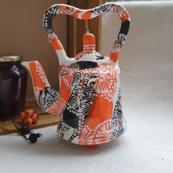 Design ceramic teapot with abstract painting