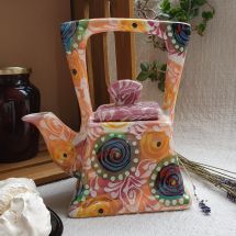 Fancy teapot with abstract painting, hand painting