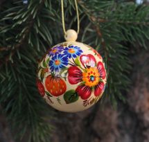 Traditional painted Christmas ball, Petrykivka painting
