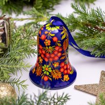 Weihnachtsglöckchen mit ukrainischer Petrykiwka-Malerei
