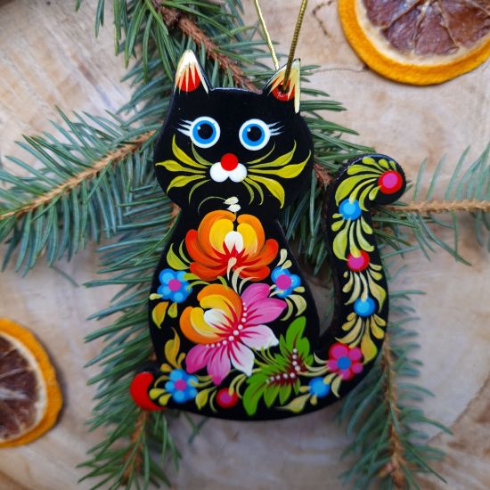 Black cat Christmas decoration handmade for cat lovers