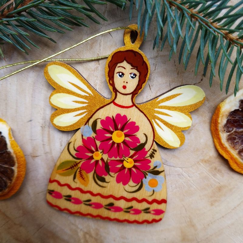 Christmas angel decoration and bell handmade of wood |Christmas bells  ornaments