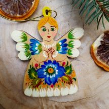 Angel Christmas tree decorations wooden hand painted