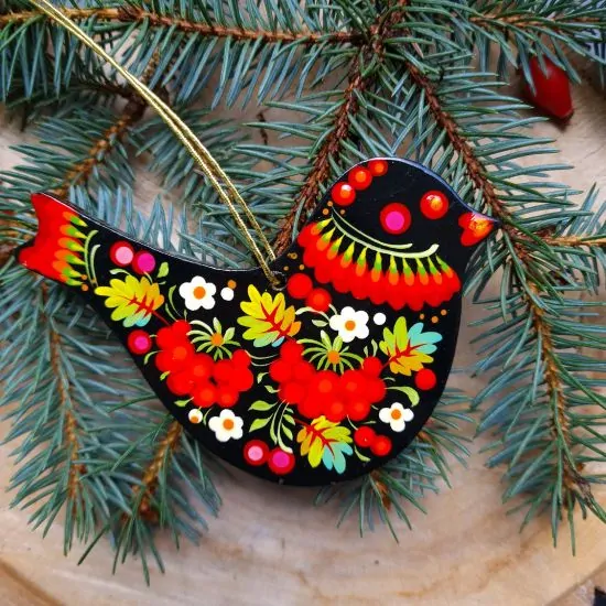 Colorful bird Christmas ornaments handmade