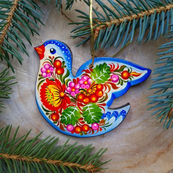 Nostalgic Christmas tree decoration bird delicate painted