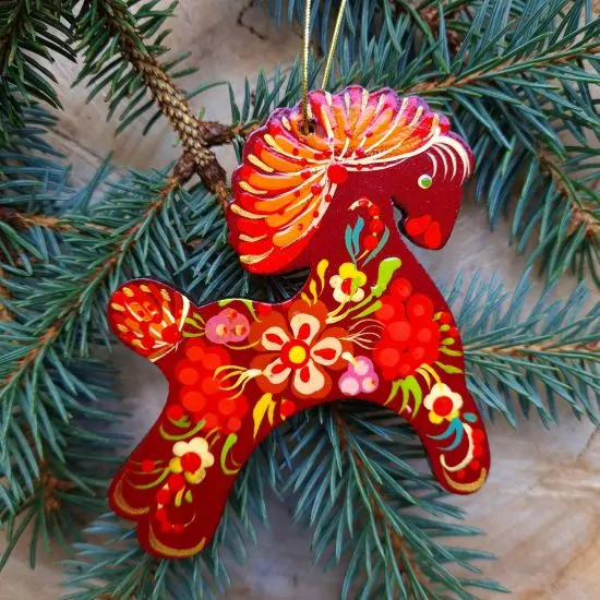 Animal Christmas decorations Horse Ukrainian paintong