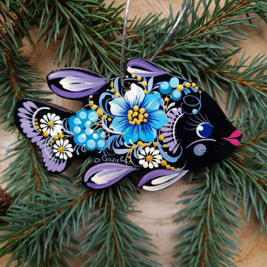 Fish Christmas decorations hand painted 