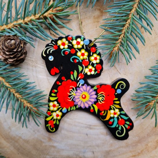 Wooden Christmas ornaments Horse ukrainian painted