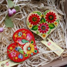 Small hand painted hearts, Valentine's Day gift - lucky charm in the car, deco for home, ukrainian painting
