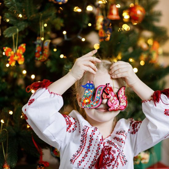  Christmas tree ornaments Dog of wood - Ukrainian handicrafts