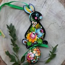 Easter bunny with egg -  wooden Ukrainian Easter folk ornaments