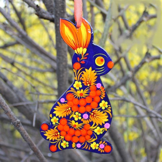 Easter  bunny ornament, Ukrainian painting
