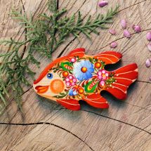 Fish fridge magnet, small handmade gift, ukrainian painting