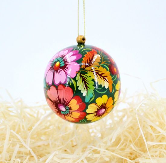 Wooden Christmas ball hand painted