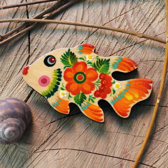Fish fridge magnet, housewarming gift, ukrainian painting
