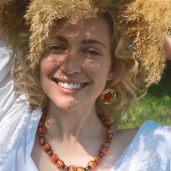 Bunte Ohrringe mit Blumenmuster- Tropfen - Ukrainischer Stil
