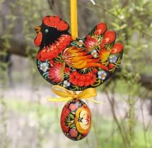 Easter ornament made of wood "Chicken with the egg", hand painted in Ukraine