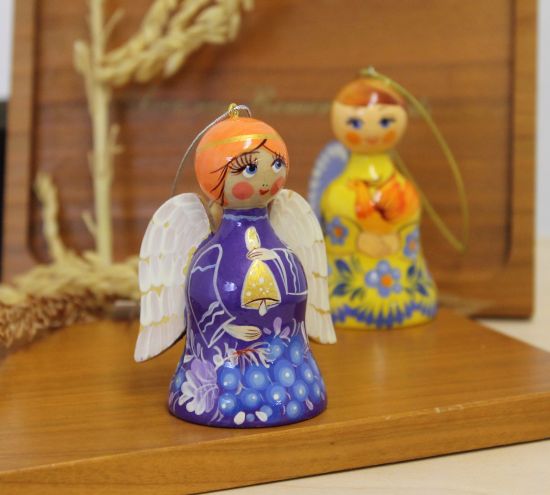 Angel Christmas bell ornaments hand painted
