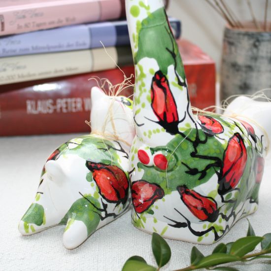 Kater und Katze - Keramik Figuren - lustige Katzen - handgemachtes Valentinstag Geschenk