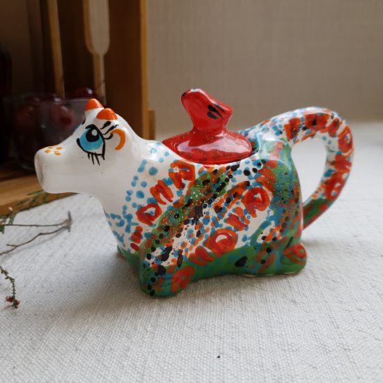 Funny cow - small painted ceramic milk jug, handicrafts