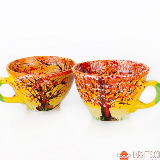 Keramik Teetasse -Natur im Herbst-handbemalt