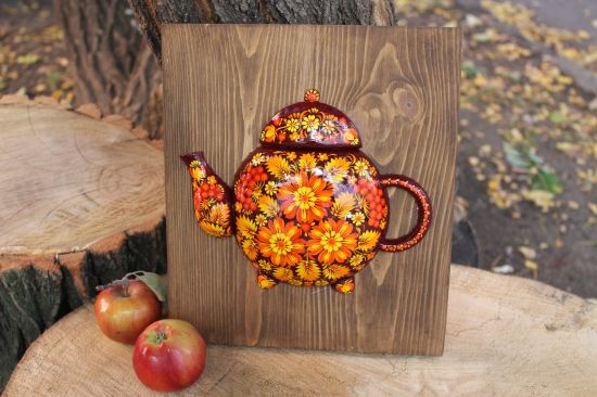 Kitchen wall decoration 3D Teapot, hand painting