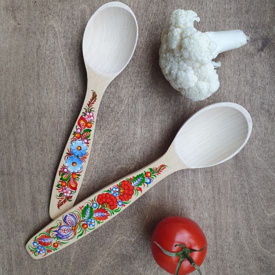 Kitchenware - Hand-painted wooden kitchen spoons. 2 St. - peasant painting