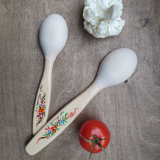 Hand-painted wooden spoons kitchenware. 2 pcs - Ukrainian handicrafts