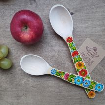 Hand-painted wooden spoons kitchenware. 2 pcs - Ukrainian handicrafts