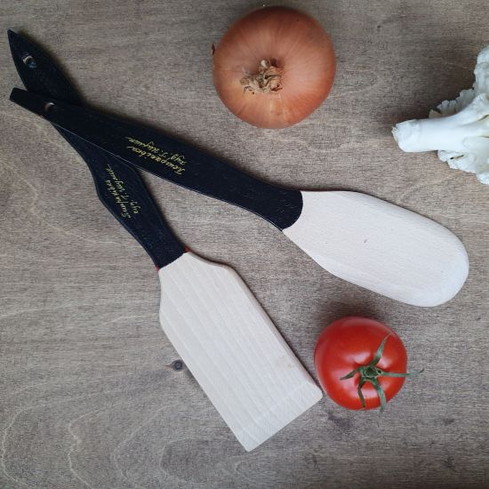 Ukrainian painted kitchen wooden accessories - spatula and wooden spoon