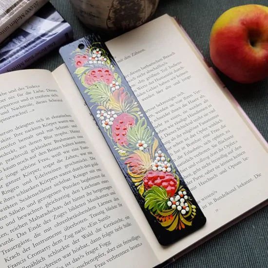Wooden bookmark, hand painted in ukrainian art