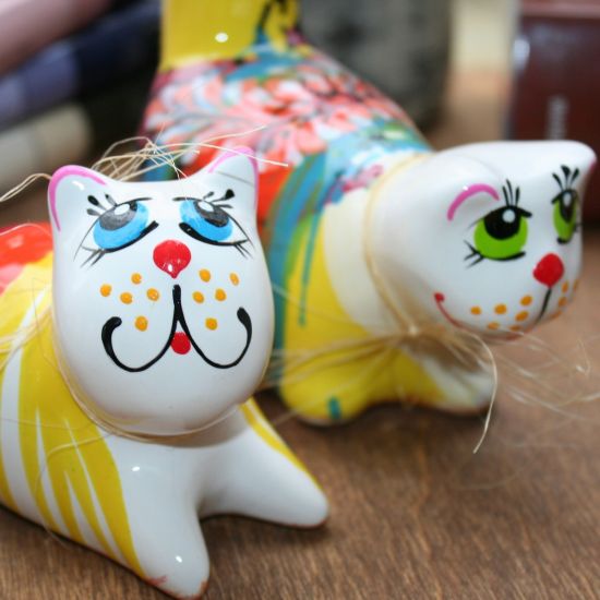 Kater und Katze Deko - Keramik fensy Figuren - lustige Katzen - Valentinstag Geschenk