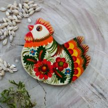 Wooden magnet Chicken handmade and painted