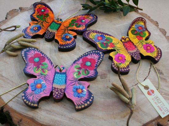 Schmetterlinge - schöne Osterdeko Set aus Holz- handbemalt