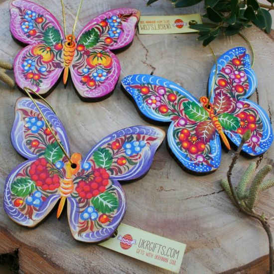 Schöne Schmetterlinge - Hochwertige Osterdeko Set aus Holz- handbemalt